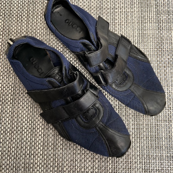 Men’s “GUCCI” Blue/Black Sneakers With Velcro Straps - Picture 2 of 7